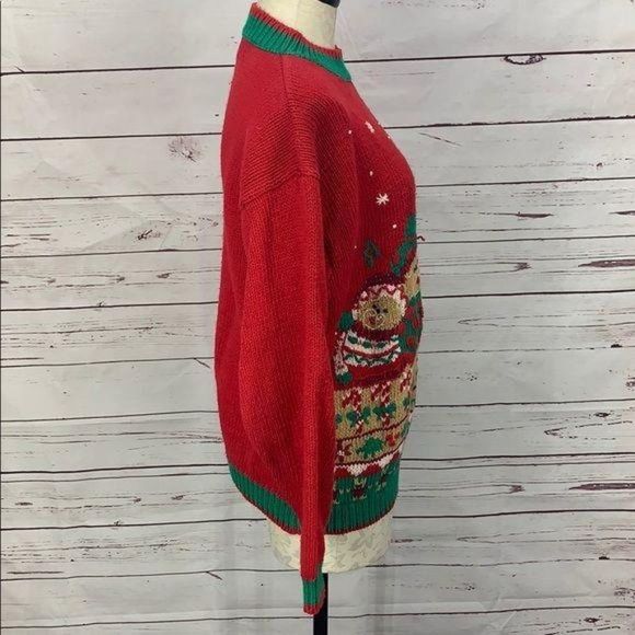 Hillary Paige Christmas Bears Red Long Sleeve Knit Family Ugly‎ Sweater Medium - Picture 3 of 8